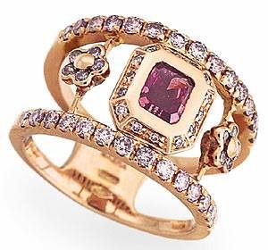 Σπάνιο κόκκινο διαμάντι δεμένο με ροζ χρυσό